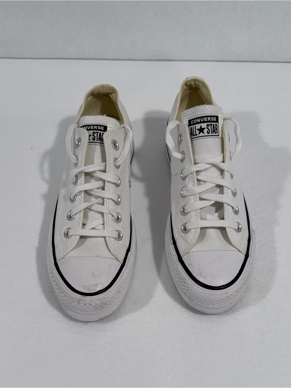 Converse White Low Top Canvas Sneakers with Black Trim